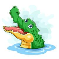 Cute crocodile cartoon open its mouth vector