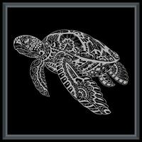 Sea Turtle mandala arts isolated on black background. vector