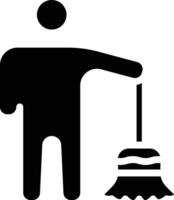 Man Sweeping Floor Vector Icon