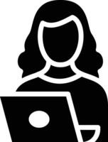 Woman Using Laptop Vector Icon