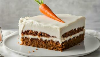 AI generated a piece of carrot cake on a plate photo