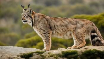 AI generated a lynx is standing on top of a rock photo