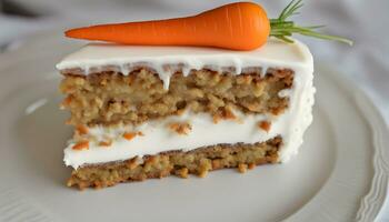 AI generated a piece of carrot cake on a plate photo