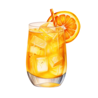 AI generated Ice tea splashing out from the glass. Refreshing summer drink, a thirst quencher. Object isolated on transparent background png