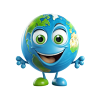 AI generated Cute Earth 3D isolated on white background. illustration design png