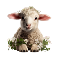 AI generated Happy lamb in the meadow on transparent background png