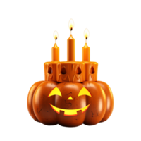 AI generated Halloween pumpkin, Jack O Lantern. Scary orange picture with eyes and candle png