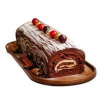 ai generado chocolate rodar pastel en transparente antecedentes png