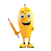 AI generated Cheerful pencil cartoon character on transparent background png