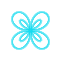 3D Cyan Flower Line png