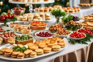 AI generated a buffet table with many different types of food photo