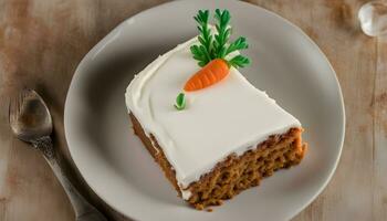 AI generated a piece of carrot cake on a plate photo