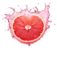 ai gegenereerd vers grapefruit in water plons Aan transparant achtergrond. sappig fruit png