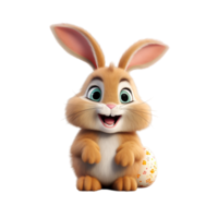 ai généré 3d le rendu de une mignonne Pâques lapin sur une transparent Contexte png