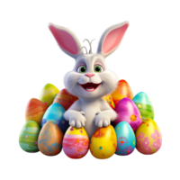 ai generato Pasqua colorato uova e il Pasqua contento coniglietto png