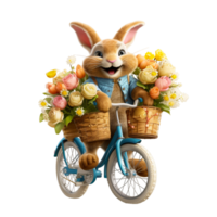 ai generato bicicletta coniglietto, Pasqua uova. acquerello clipart, su un' trasparente sfondo, nel cartone animato stile png