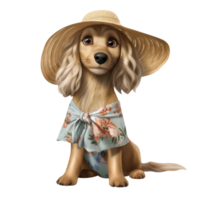 ai gegenereerd schattig strand hond met hoed png
