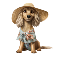 ai generato carino spiaggia cane con cappello png