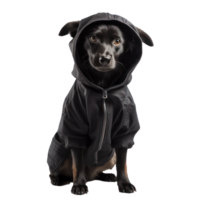 ai généré noir Labrador retriever chiot porter noir robe dans hiver png