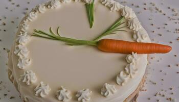 AI generated a carrot is cut into a cake photo