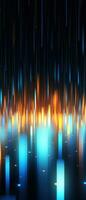 AI generated Dynamic, vertical stripe design with a luminous, digital glow on a dark backdrop. photo