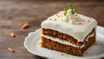 AI generated a piece of carrot cake on a plate photo