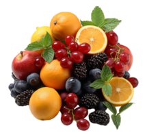 AI generated portrait of pile of fruits isolated on transparent background, generative ai png