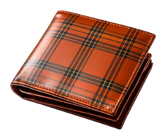 AI generated brown wallet portrait isolated on transparent background, generative ai png