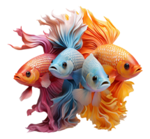 ai generado pez de colores retrato diseño aislado en transparente fondo, generativo ai png
