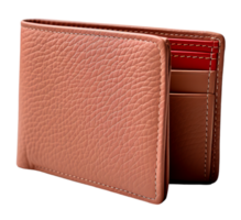 AI generated brown wallet portrait isolated on transparent background, generative ai png