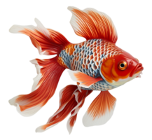 AI generated goldfish portrait design isolated on transparent background, generative ai png