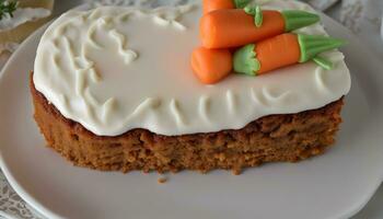 AI generated a carrot cake with cream cheese frosting photo