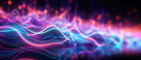 AI generated Dive into the world of morphism with this fluorescent abstract wave. photo