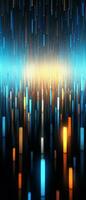 AI generated Dynamic, vertical stripe design with a luminous, digital glow on a dark backdrop. photo