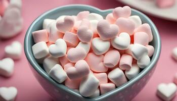 AI generated a bowl filled with marshmallows and hearts photo