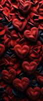 AI generated Cluster of red hearts emotive composition, highlighting depth and passion. AI generative. photo