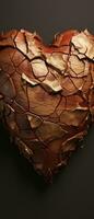 AI generated 3D broken heart against black, symbolizing heartache and vulnerability. AI generative. photo