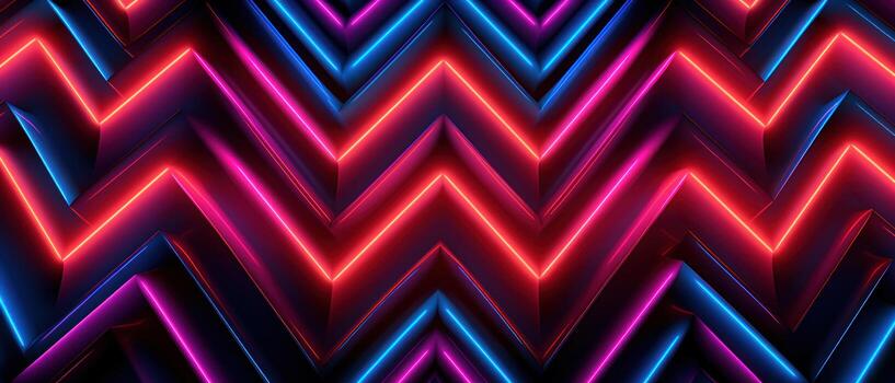 AI generated A futuristic geometric pattern with bright neon lines on a dark backdrop, creating a mesmerizing visual effect. photo