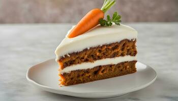 AI generated a slice of carrot cake on a plate photo