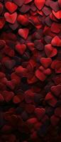 AI generated Cluster of red hearts emotive composition, highlighting depth and passion. AI generative. photo