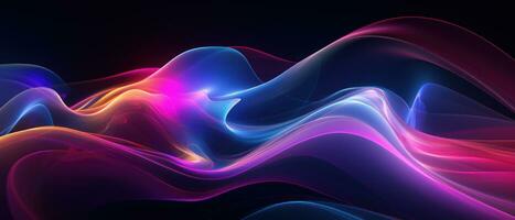 AI generated Futuristic neon rays blend with irregular shapes in this captivating design. photo