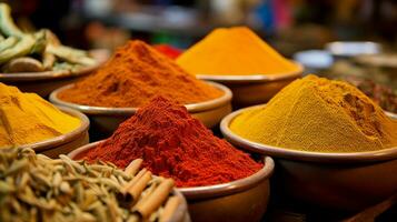 AI generated Various spices in asia photo