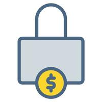 locked dollar coin icon or logo illustration style. Icons ecommerce. vector