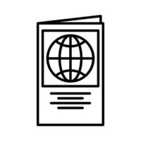 pasaporte icono vector o logo ilustración contorno negro color estilo