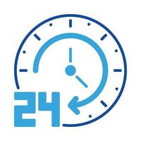 24 hour icon vector or logo illustration glyph color style