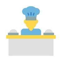 chef icon vector or logo illustration flat color style