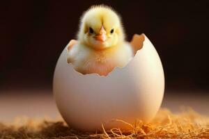 AI generated Newborn Chick Emerging from Eggshell photo