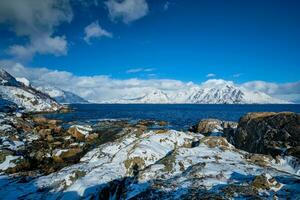 Lofoten islands and Norwegian sea in winter, Norway photo