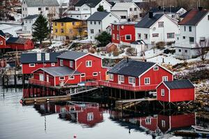 reine pescar aldea, Noruega foto