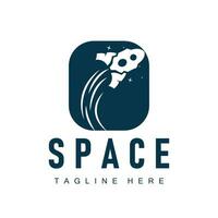 Rocket logo simple design silhouette brand space vehicle minimalist illustration template vector